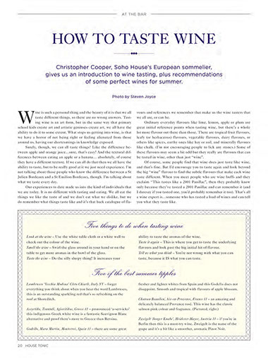 House Tonic Magazine 10 | How to Taste Wine | Christopher Cooper | Wine Writer